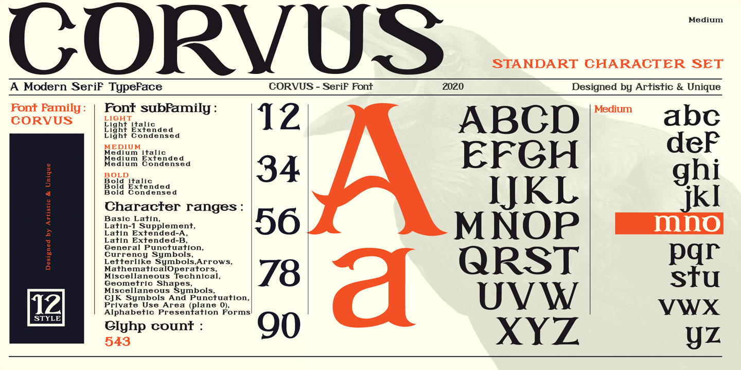 Пример шрифта Corvus Bold